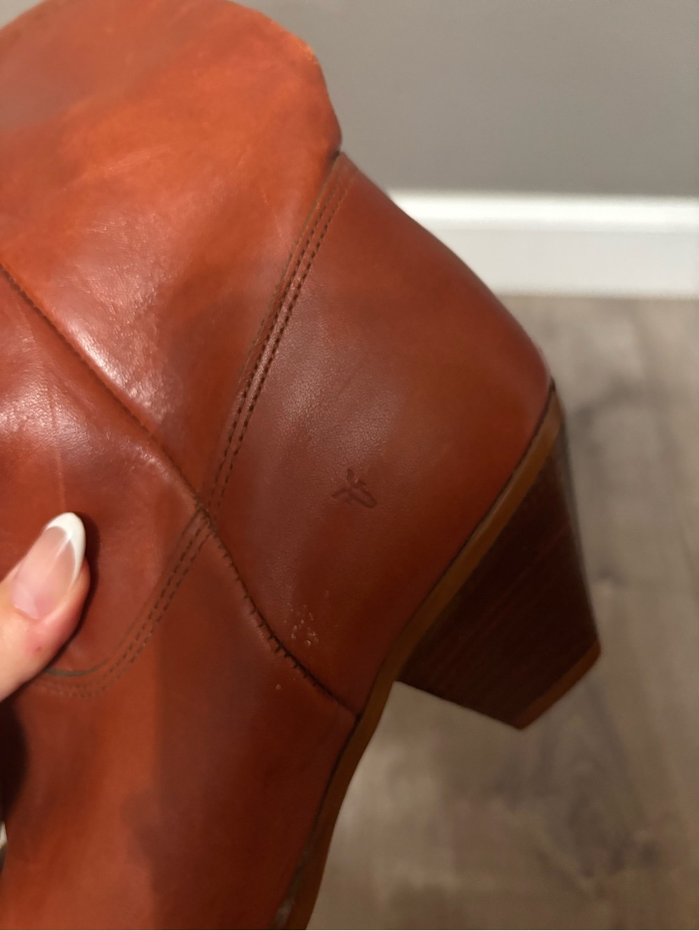 Vintage Frye Cognac Brown Leather Western Cowboy Boots - Womens - Picture 5 of 6